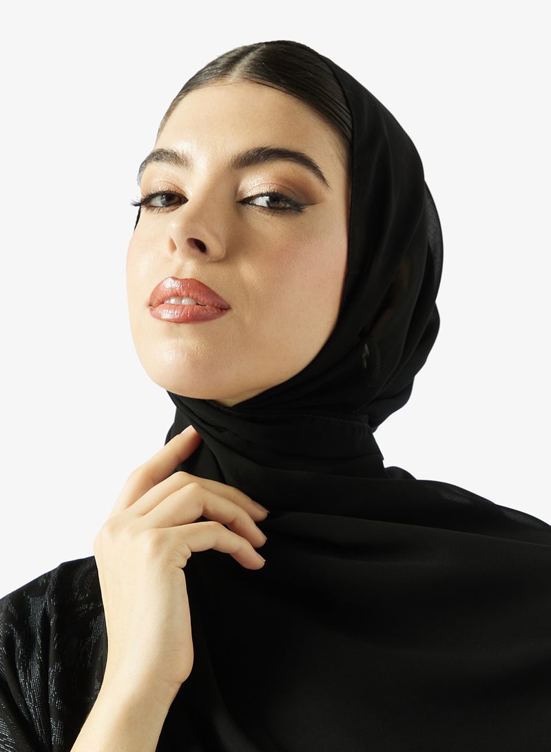 hayas closet Black Embellished Abaya With Sheila - Image 4